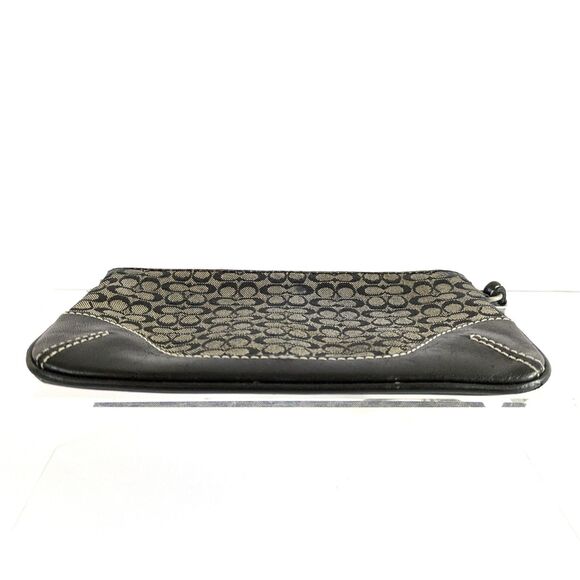 Coach Mini C Signature Black and Gray Jacquard Canvas Black Leather Wristlet - Picture 4 of 9